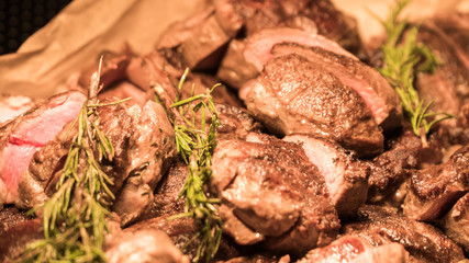 buffet is the meat under the lamp