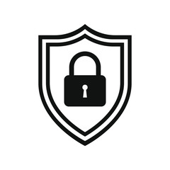 Secure internet icon. Protective shield sign digital security with the image of a padlock. Symbol security protection web. Vector illustration.	