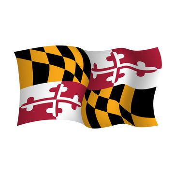 Maryland vector waving flag. USA state symbol. Vector illustration.