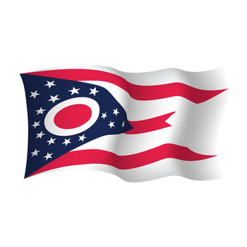 Ohio waving vector flag. Vector Illustration. United States of America