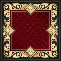 Golden ornate art deco vintage card