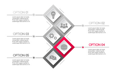 Gray infographic with business icons. Vector