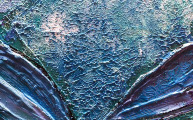 Abstract art background in monotype style. Fragment of oil painting on canvas, butterfly wing.