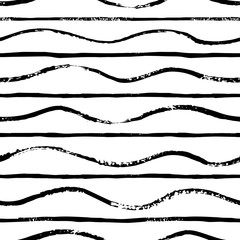 Wave Brush hand draw seamless pattern.
