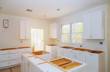 Home improvement kitchen preparing to install custom new in modern kitchen