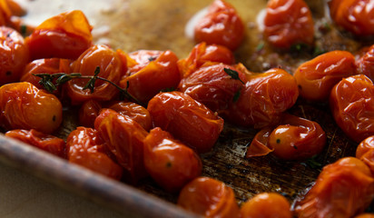 Organic Cherry Tomatoes Oven Roasted with Fresh Herbs and Pepper