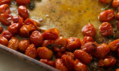 Organic Cherry Tomatoes Oven Roasted with Fresh Herbs and Pepper