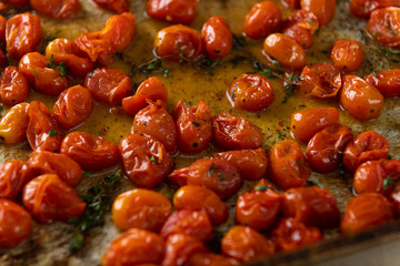 Organic Cherry Tomatoes Oven Roasted with Fresh Herbs and Pepper