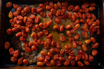 Organic Cherry Tomatoes Oven Roasted with Fresh Herbs and Pepper