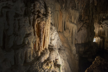 Cave interior with stalactites and stalagmites