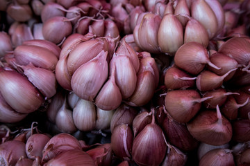 Purple Garlic Cloves at Market in Mexico City