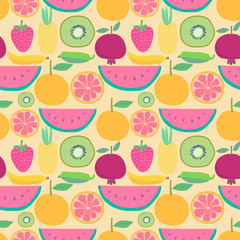 Seamless pattern with fruit background. Vector illustrations for gift wrap design.