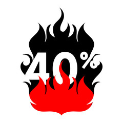 Fire font red flame badge art numbers ampersand round design letters black flames