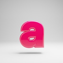 Glossy pink lowercase letter A isolated on white background.