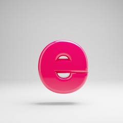 Glossy pink lowercase letter E isolated on white background.