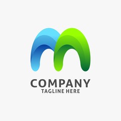Obraz premium Letter M curvy logo design. initial M inspiration