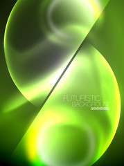 Blurred neon glowing round shapes, abstract circles and lights