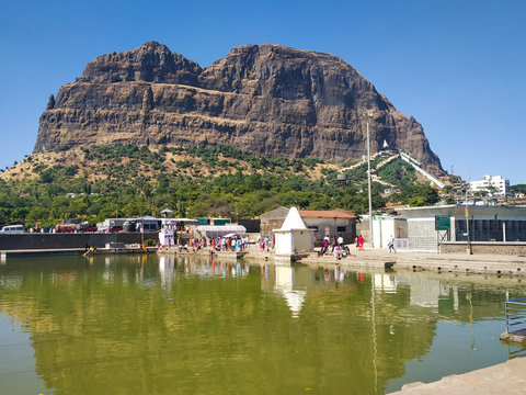 Saptashrungi temple in mountain near Nashik, Maharashtra, India