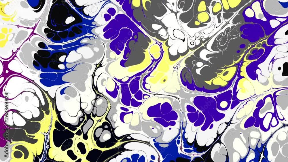 Aufkleber Moving random wavy texture. Psychedelic animated background. Transform abstract curved shapes. Looping footage.