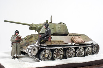 Soviet tank T 34 76 production UVZ, during the Second world war, the crew gets the job. The time...