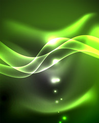 Glossy glowing neon light wave background