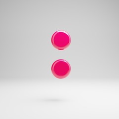 Glossy pink colon symbol isolated on white background.