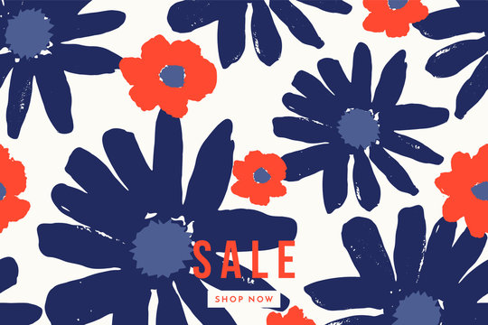 Hand Painted Bold Blossoms Sale Banner Design