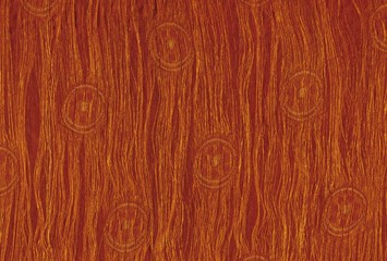 Fond soyeux orange &agrave; fils d'or.