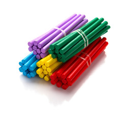 set of colorful counting rods for kids to learn mathematics on white background