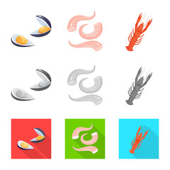 Obraz premium Vector illustration of fresh and restaurant symbol. Set of fresh and marine vector icon for stock.