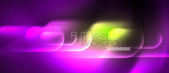 Neon glowing techno lines, blue hi-tech futuristic abstract background template
