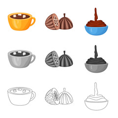 Isolated object of food and yummy symbol. Collection of food and brown   vector icon for stock.