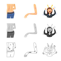 Isolated object of medical and pain  icon. Collection of medical and disease stock symbol for web.