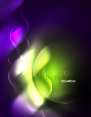Shiny metallic neon waves vector design