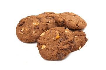 cookies with chocolate and nuts isolated