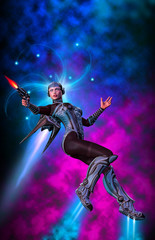 Fototapeta na wymiar futuristic warrior girl, 3d illustration