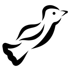 flying bird, black sketch on white background