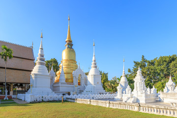 Fototapeta premium Pagodas at Wat Suan Dok Temple in Chiang Mai, North of Thailand