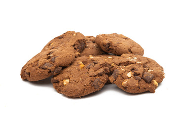 cookies with chocolate and nuts isolated