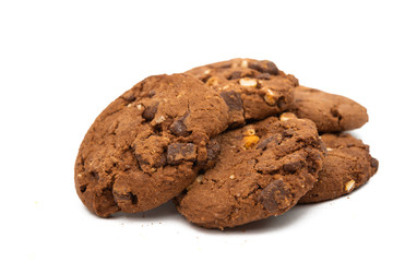 cookies with chocolate and nuts isolated