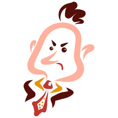 an angry businessman with a funny haircut