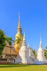 Naklejka premium Pagodas at Wat Suan Dok Temple in Chiang Mai, North of Thailand