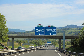 traffic sign on the highway in France