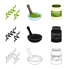 Vector design of protein and sea symbol. Set of protein and natural vector icon for stock.