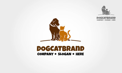 DogCat Brand Vector Logo.  Stylish, modern, nice and clear logo design can be used for many kind of project, business, community, pet shop, etc. 