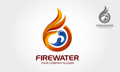 Fire Water Vector Logo Illustration. Logo Template a blue water and red fire symbol, representing the elements on white background.