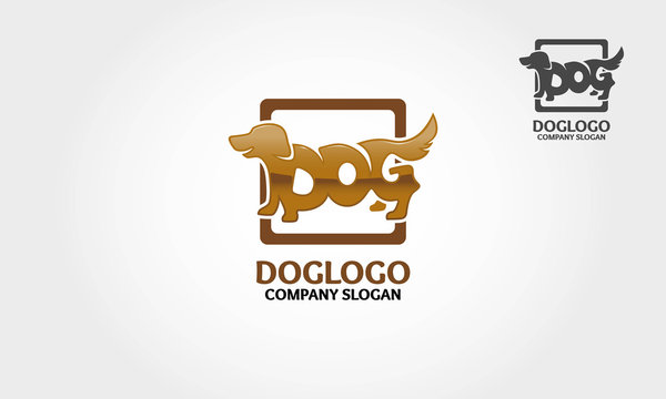 Dog logo made from gold letters of Dog. This logo perfectly used for any pets related businesses or pets training center.