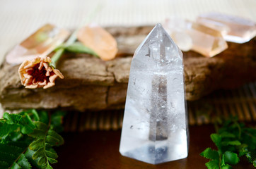 Meditation Grid Kit. Quartz Tower, Natural Tangerine Quartz Points. Healing Crystal Bundle Alter Kit, Wiccan Witchcraft, Crystal Healing Decor. Clear Quartz Tower  points, bright color New Age stones.
