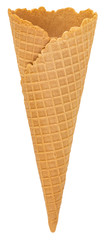 blank waffle ice cream cone isolated on white