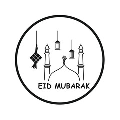 Fototapeta premium Eid Mubarak Islamic vector design greeting card template. 